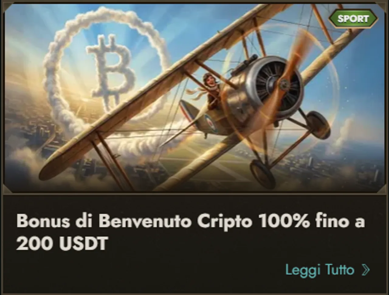 Bonus di benvenuto cripto 100pct fino a 200 usdt