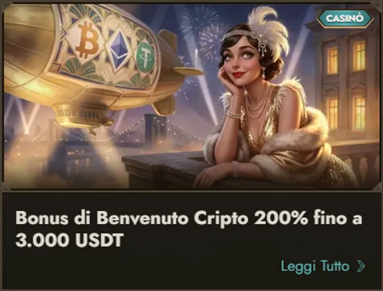Bonus di benvenuto cripto 200pct fino a 3000 usdt